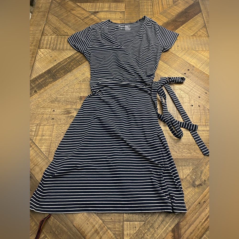 Pact Black and White Striped Dress